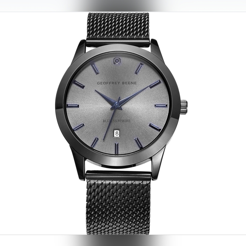 Geoffrey Beene Blue Sapphire Mesh Bracelet Watch 42mm
